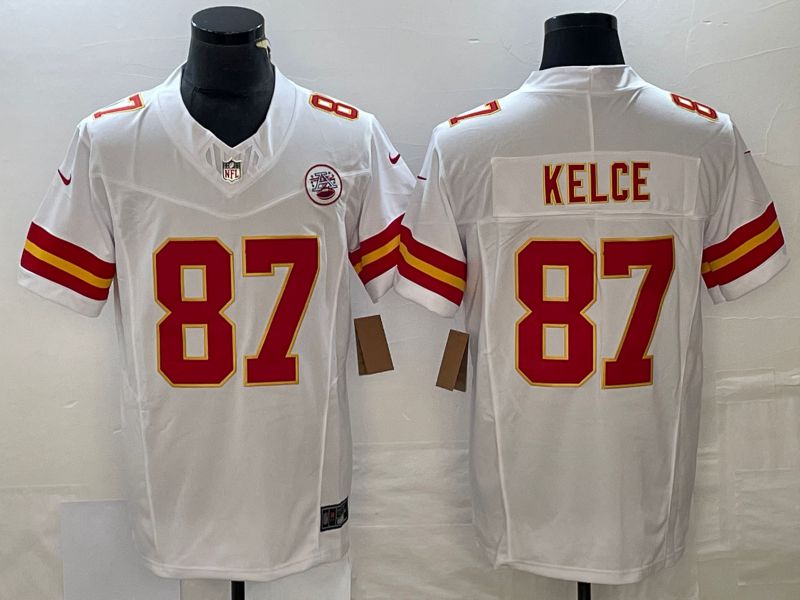 Men Kansas City Chiefs #87 Kelce White 2023 Nike Vapor Limited NFL Jersey style 1